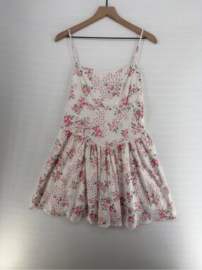 Altar’d State XL Pink Rose Floral Drop-Waist Mini Dress NWOT